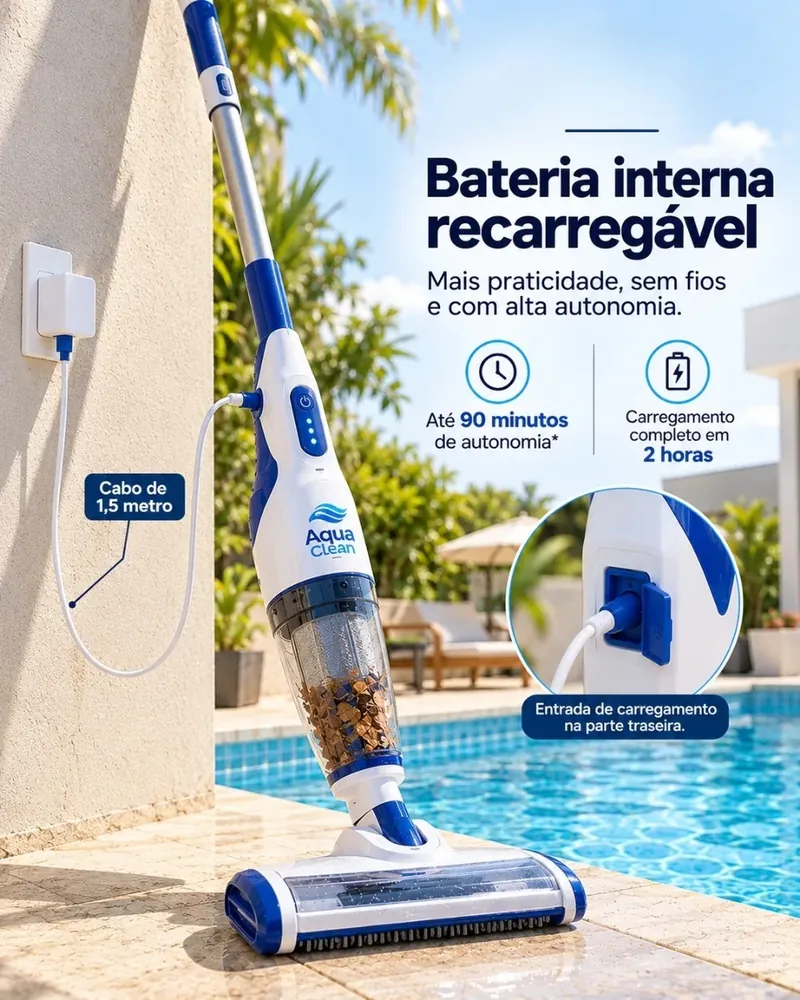 Bateria interna recarregável do AquaClean, com cabo de 1,5 metro